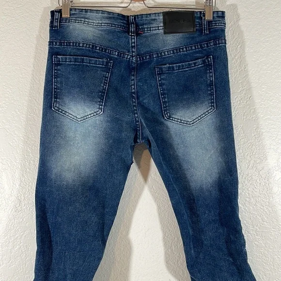 LEVEL 1 DENIM Super Skinny Fit Distressed Moto Jeans Size 32x32 - Picture 5 of 10